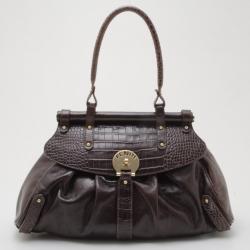 مملوكة مسبقًا Fendi Brown Leather Croc Embossed Medium 'Magic' Bag