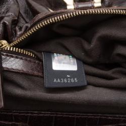 مملوكة مسبقًا Fendi Brown Leather Croc Embossed Medium 'Magic' Bag
