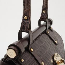 مملوكة مسبقًا Fendi Brown Leather Croc Embossed Medium 'Magic' Bag