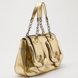 مملوكة مسبقًا Fendi Metallic Gold Patent 'B' Bag