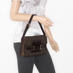 Pre Owned Fendi Tobacco Monogram Zucca Shoulder Bag 