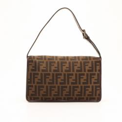 Pre Owned Fendi Tobacco Monogram Zucca Shoulder Bag 