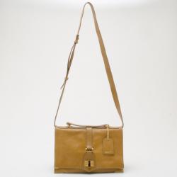 Pre Owned Fendi Tan Dimpled Leather Classic No.1 Flap Shoulder Bag