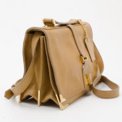 Pre Owned Fendi Tan Dimpled Leather Classic No.1 Flap Shoulder Bag