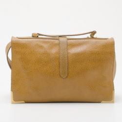 Pre Owned Fendi Tan Dimpled Leather Classic No.1 Flap Shoulder Bag