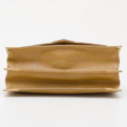 Pre Owned Fendi Tan Dimpled Leather Classic No.1 Flap Shoulder Bag