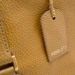 Pre Owned Fendi Tan Dimpled Leather Classic No.1 Flap Shoulder Bag