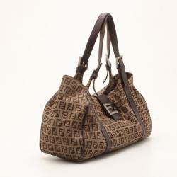 Pre Owned Fendi Tobacco Zucchino Large Shoulder Bag
