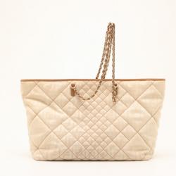 مملوكة مسبقًا Fendi Beige Quilted Zucca Nylon 'Roll' Large Shopper Tote