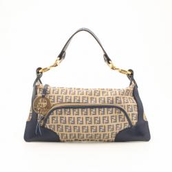 Pre Owned Fendi Navy Leather Zuchino Shoulder Bag  