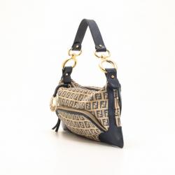 Pre Owned Fendi Navy Leather Zuchino Shoulder Bag  