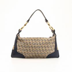 Pre Owned Fendi Navy Leather Zuchino Shoulder Bag  