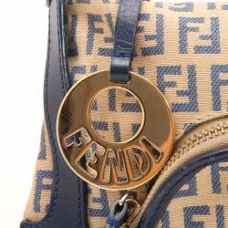 Pre Owned Fendi Navy Leather Zuchino Shoulder Bag  