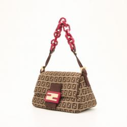 Pre Owned Fendi Zucchino Mini Mama Bag with Pink Trim