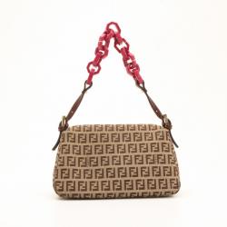 Pre Owned Fendi Zucchino Mini Mama Bag with Pink Trim