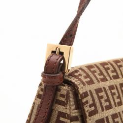 Pre Owned Fendi Zucchino Mini Mama Bag with Pink Trim