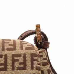 Pre Owned Fendi Zucchino Mini Mama Bag with Pink Trim