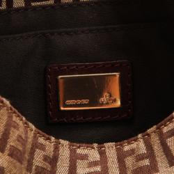 Pre Owned Fendi Zucchino Mini Mama Bag with Pink Trim