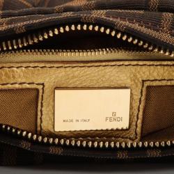 Pre Owned Fendi Zucca Chef Hobo with Metallic Leather Trim