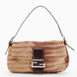Pre Owned Fendi Tiger Stripe Pony Hair Baguette Bag