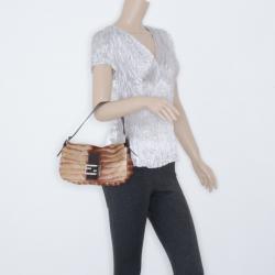 Pre Owned Fendi Tiger Stripe Pony Hair Baguette Bag