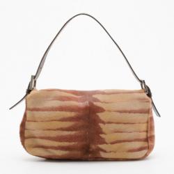 Pre Owned Fendi Tiger Stripe Pony Hair Baguette Bag