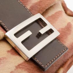 Pre Owned Fendi Tiger Stripe Pony Hair Baguette Bag