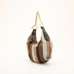 Pre Owned Fendi Striped Chef Chain Hobo