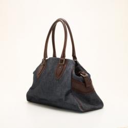 Pre Owned Fendi Denim & Brown Leather Bag Du Jour