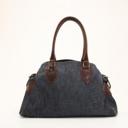 Pre Owned Fendi Denim & Brown Leather Bag Du Jour
