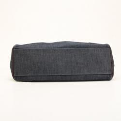 Pre Owned Fendi Denim & Brown Leather Bag Du Jour