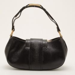 Pre Owned Fendi Black Leather Logo Pochette Bag 