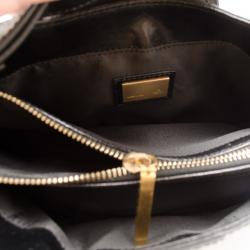 Pre Owned Fendi Black Leather Logo Pochette Bag 