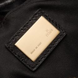 Pre Owned Fendi Black Leather Logo Pochette Bag 