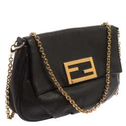 مملوكة مسبقًا Fendi Black Leather Mini Mia Crossbody Bag