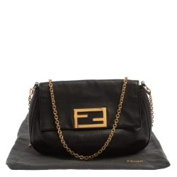مملوكة مسبقًا Fendi Black Leather Mini Mia Crossbody Bag