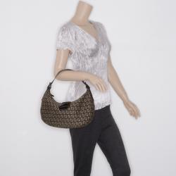 Pre Owned Fendi Zucchino Monogram Hobo Bag