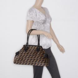 Pre Owned Fendi Velour Zucca Bag Du Jour Tote