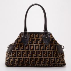 Pre Owned Fendi Velour Zucca Bag Du Jour Tote
