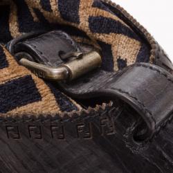 Pre Owned Fendi Velour Zucca Bag Du Jour Tote