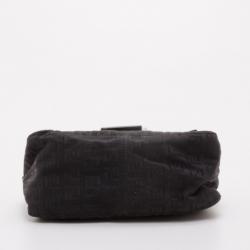Pre Owned Fendi Black Zucchino Mini Baguette Bag