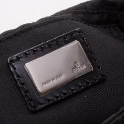 Pre Owned Fendi Black Zucchino Mini Baguette Bag