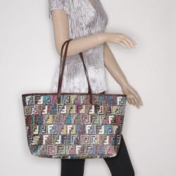 Pre Owned Fendi Multi-Color Zucca Jacquard Shopping Tote