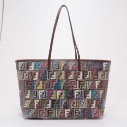 Pre Owned Fendi Multi-Color Zucca Jacquard Shopping Tote
