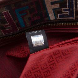 Pre Owned Fendi Multi-Color Zucca Jacquard Shopping Tote