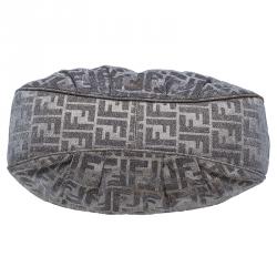 Pre Owned Fendi Metallic Silver and Gold Canvas Glitter Zucca Mia Flap Bag