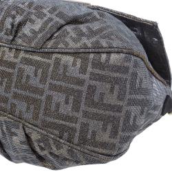 Pre Owned Fendi Metallic Silver and Gold Canvas Glitter Zucca Mia Flap Bag