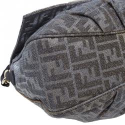 Pre Owned Fendi Metallic Silver and Gold Canvas Glitter Zucca Mia Flap Bag