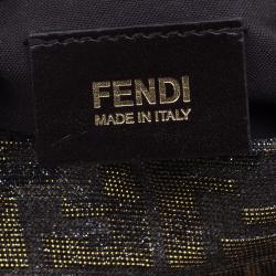 Pre Owned Fendi Metallic Silver and Gold Canvas Glitter Zucca Mia Flap Bag