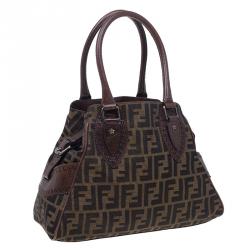 Pre Owned Fendi Brown Canvas Small Zucca Chef De Jour Bag